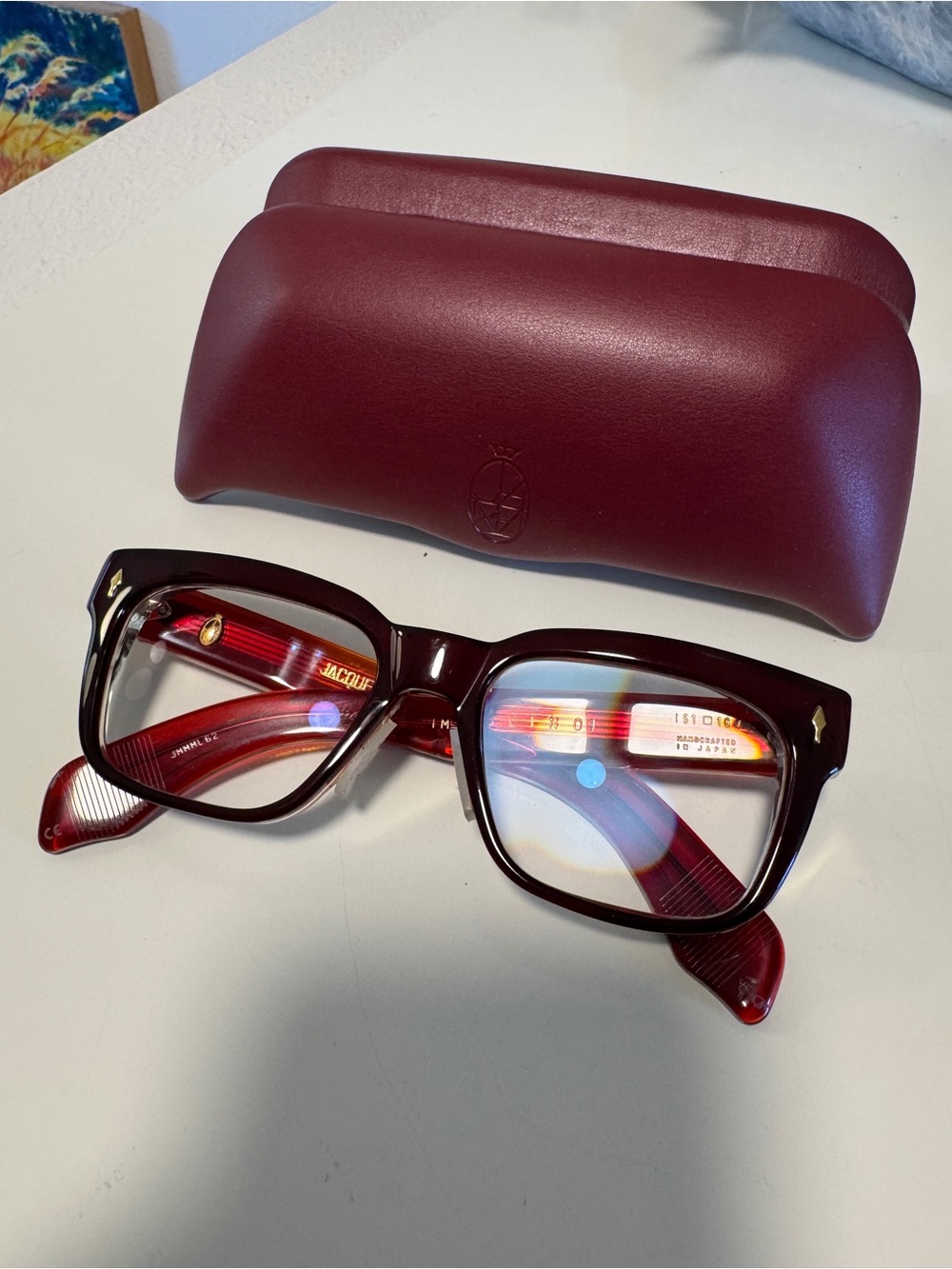 Jacques Marie Mage Style Burgundy Red Cat-Eye Glasses